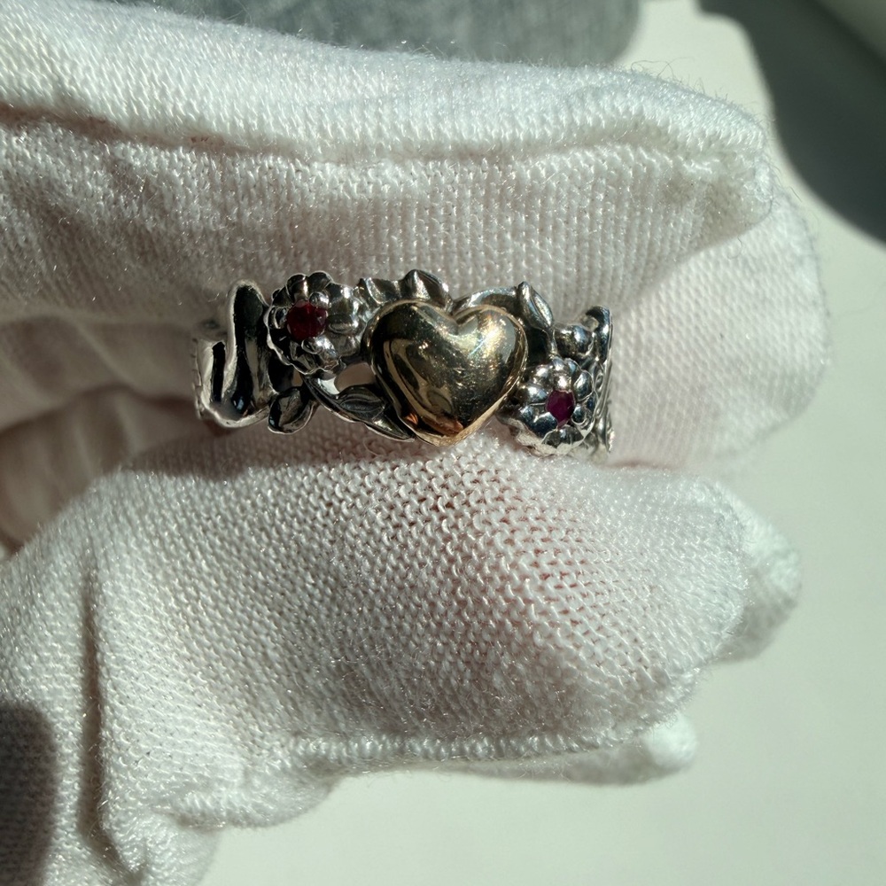 Artcarved brand vintage rare 14k, Ruby, SS and Gold Heart Ring size 6 - Picture 5 of 15